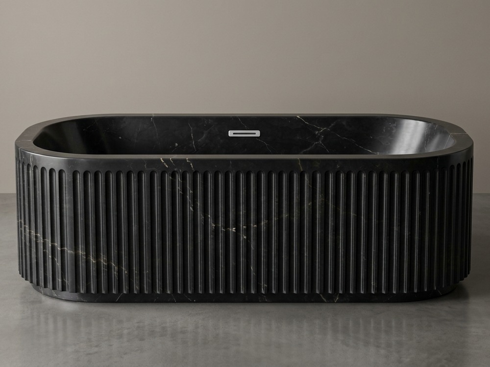 Black marble solid surface bathtub
