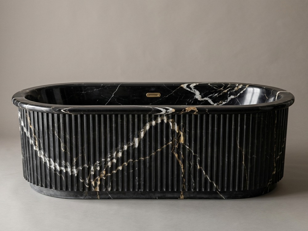 Napoleon Black marble freestanding bathtub