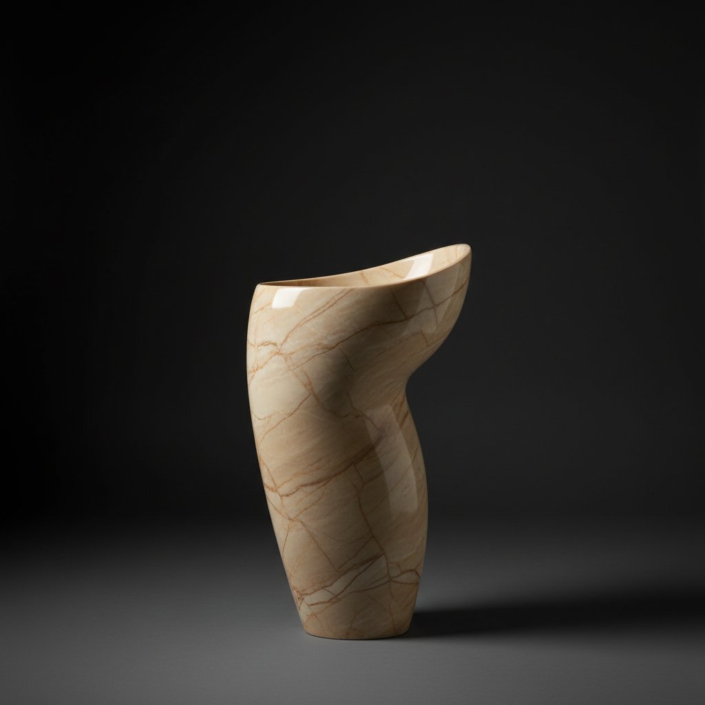 Crema Marfil marble pedestal basin