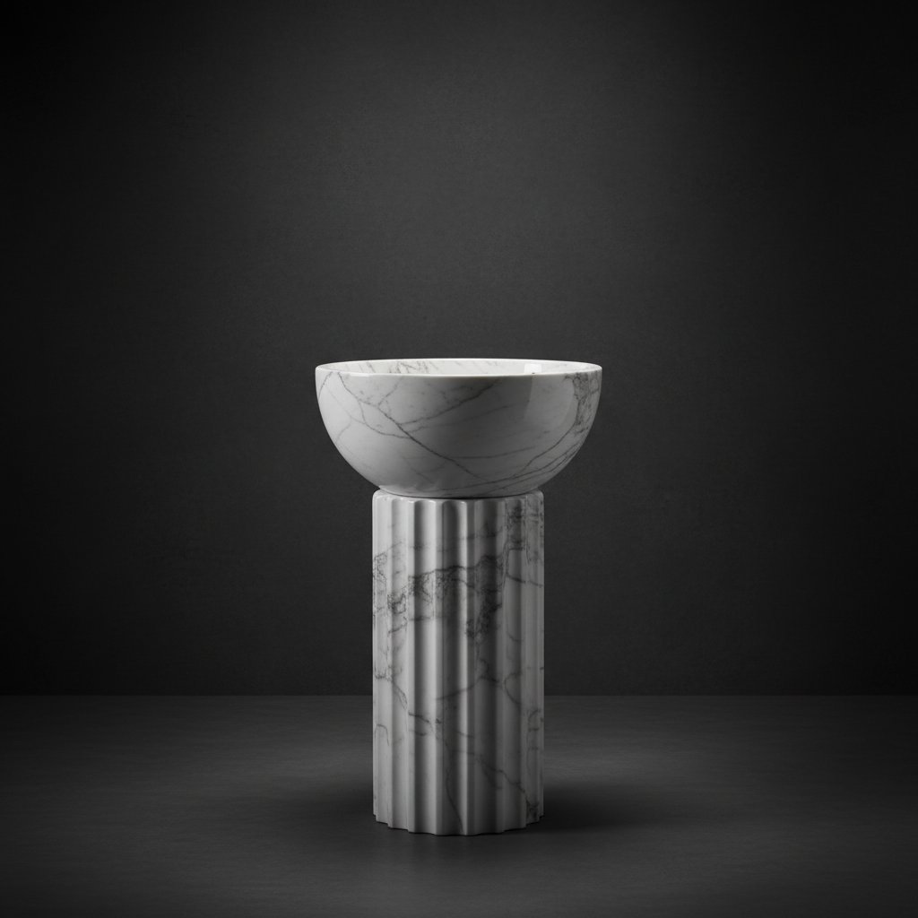 Volakas white marble pedestal sink