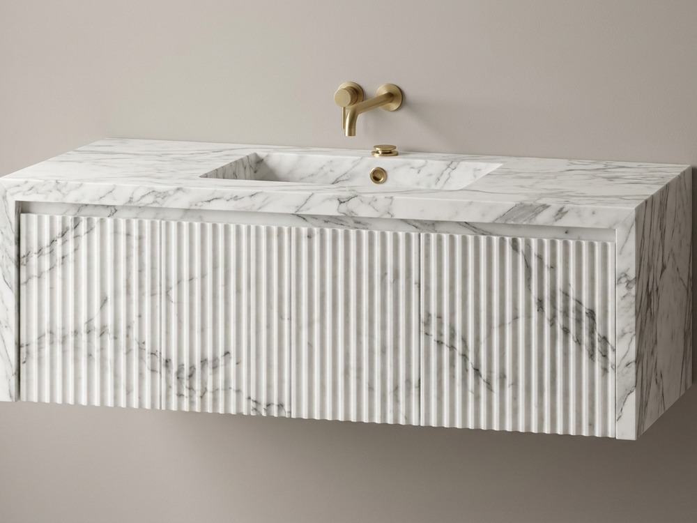 Arabescato marble wall-hung vanity
