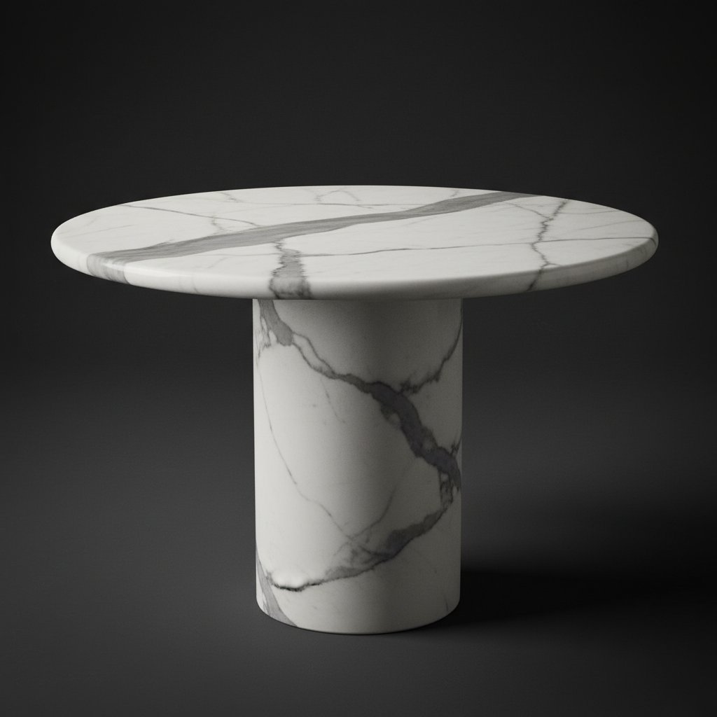 Statuario Round Pedestal Table