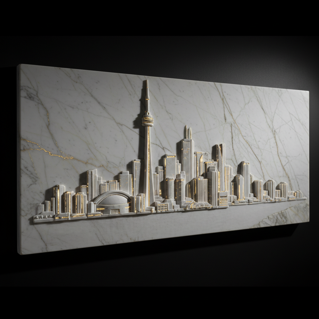 Toronto skyline carved in marble