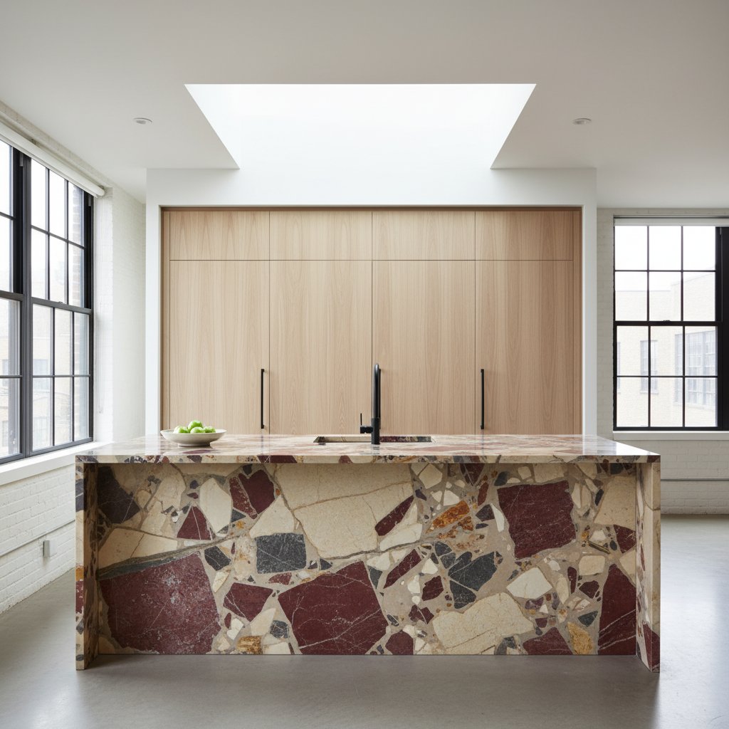 Breccia Capraia kitchen island
