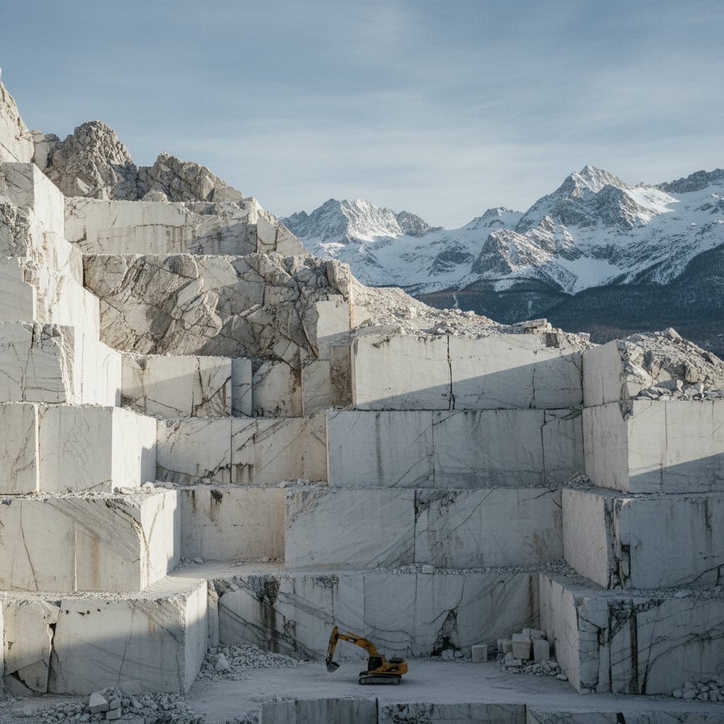 Calacatta marble quarry in the Apuan Alps above Carrara, Italy