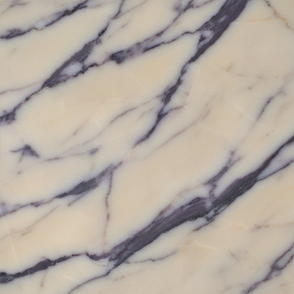 Polished Calacatta Viola marble slab showing dramatic violet-grey veining