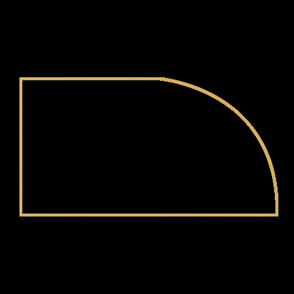 Half Bullnose edge profile cross-section