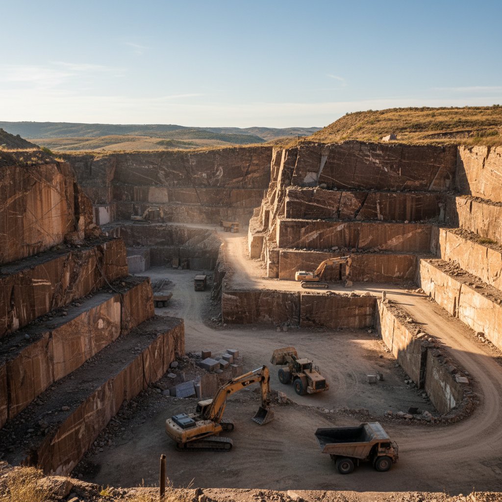 Emperador Dark marble quarry in Murcia, Spain