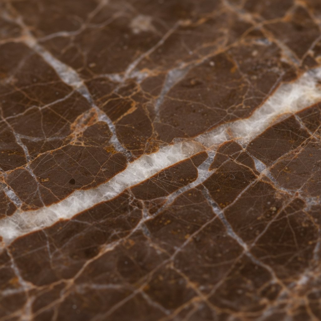 Macro detail of Emperador Dark marble veining