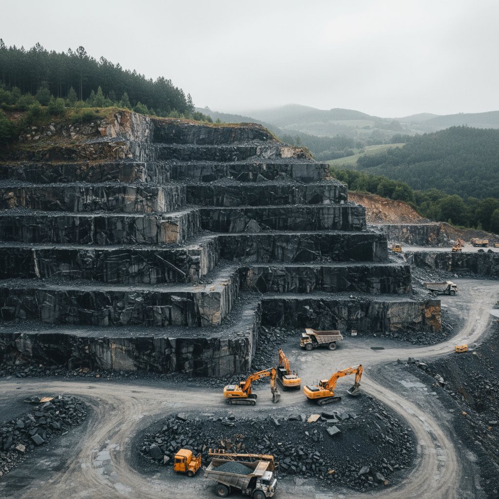 Nero Marquina marble quarry in the Basque Country, Spain