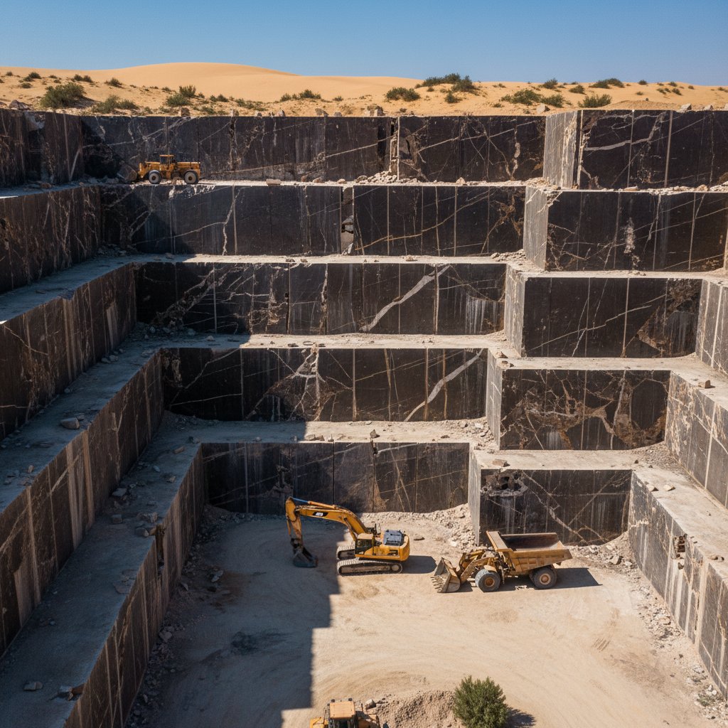 Sahara Noir marble quarry in Tunisia