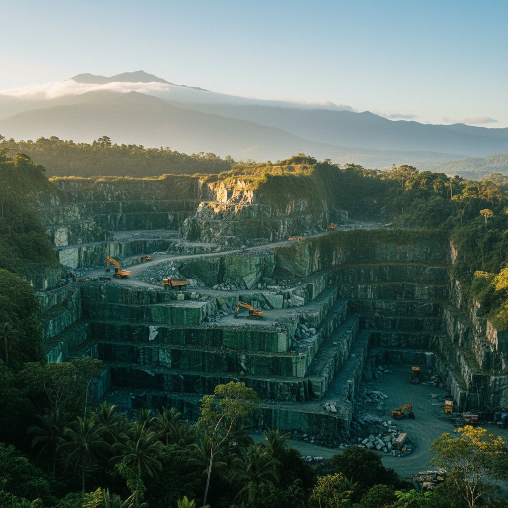 Verde Guatemala marble quarry in the Guatemalan highlands