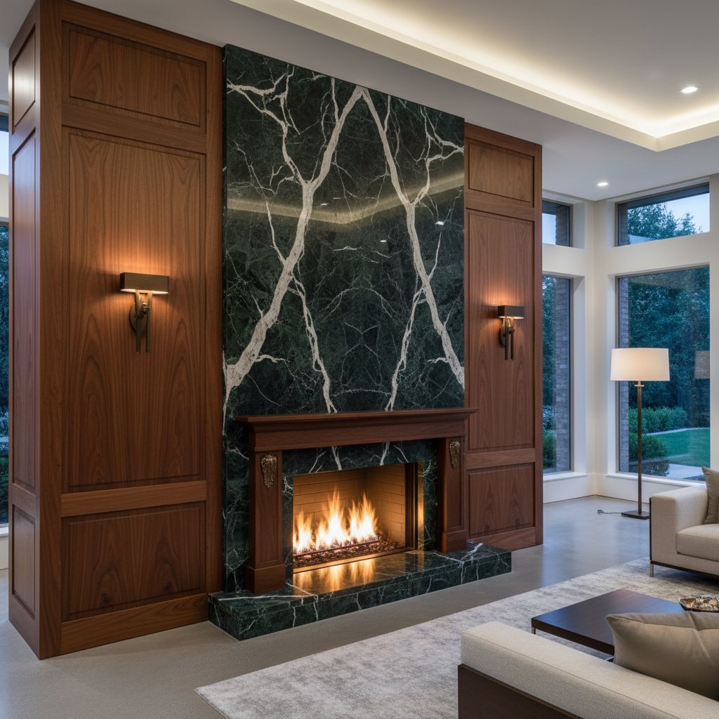 Verde Tinos fireplace surround